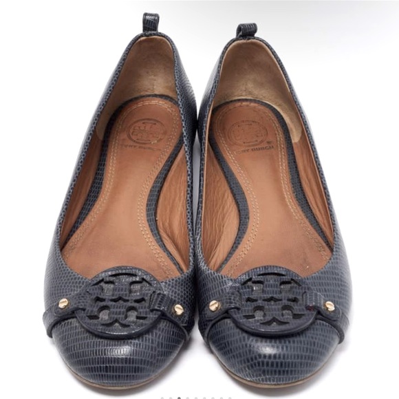 Tory Burch Mini Miller Lizard Leather Ballet Flats - Picture 2 of 16